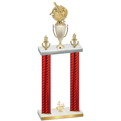 Double Red Carbon Fiber Fourth Place Baseball Trophy