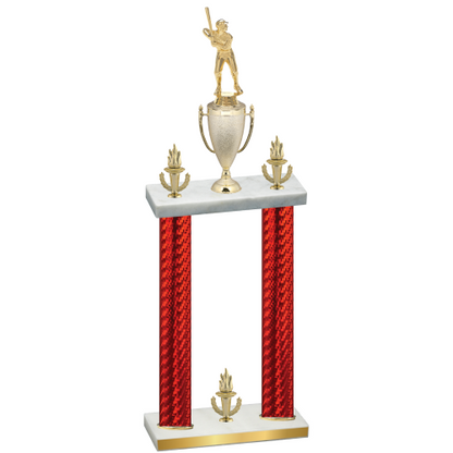 Double Red Carbon Fiber Victory Baseball Trophy