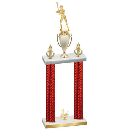 Double Red Carbon Fiber Third Place Softball Trophy