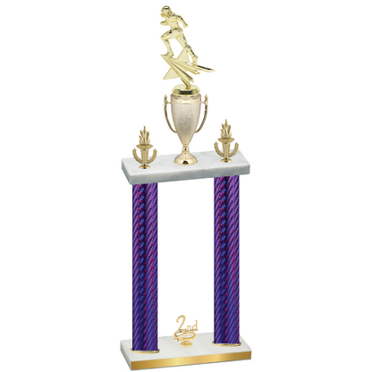 Double Purple Carbon Fiber Second Place Football Trophy