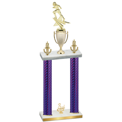 Double Purple Carbon Fiber Third Place Football Trophy