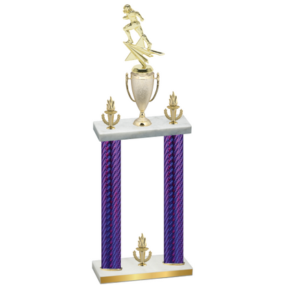 Double Purple Carbon Fiber Victory Football Trophy