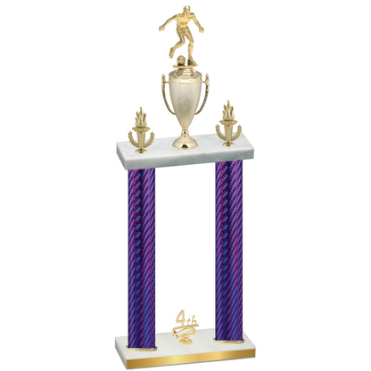Double Purple Carbon Fiber Fourth Place Soccer Trophy