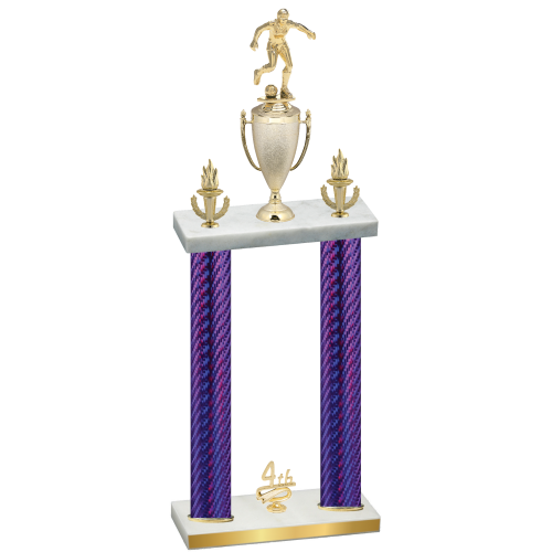 Double Purple Carbon Fiber Fourth Place Soccer Trophy