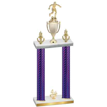 Double Purple Carbon Fiber Fourth Place Soccer Trophy