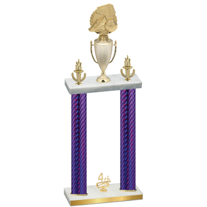 Double Purple Carbon Fiber Fourth Place Soccer Trophy