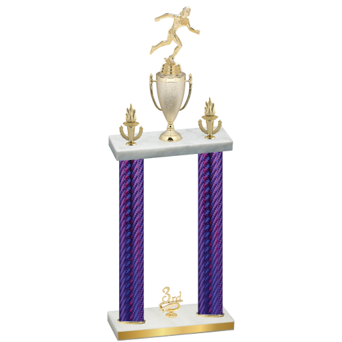 Double Purple Carbon Fiber Third Place Running Trophy