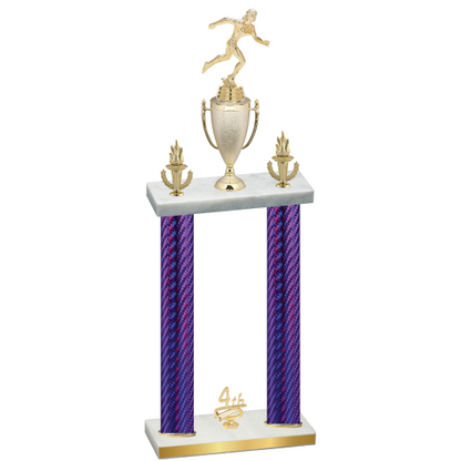 Double Purple Carbon Fiber Fourth Place Running Trophy