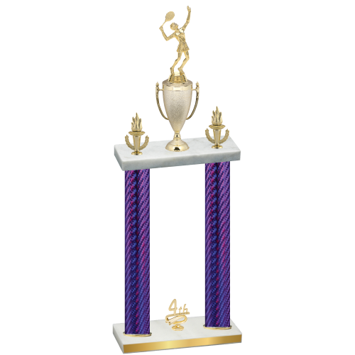 Double Purple Carbon Fiber Fourth Place Tennis Trophy