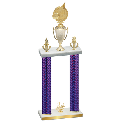 Double Purple Carbon Fiber Third Place Volleyball Trophy