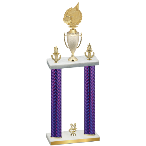 Double Purple Carbon Fiber Year Volleyball Trophy