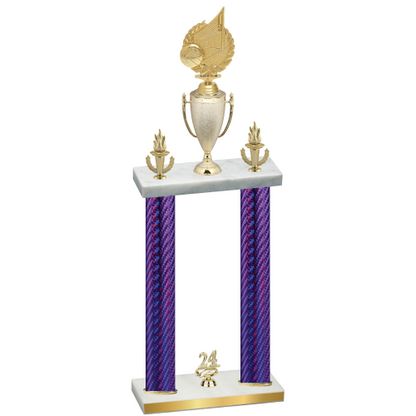 Double Purple Carbon Fiber Year Volleyball Trophy