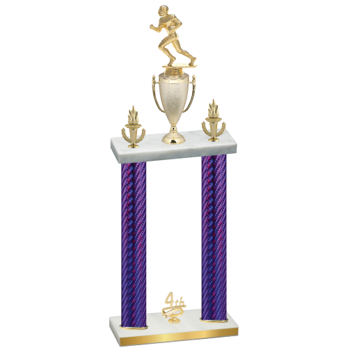 Double Purple Carbon Fiber Fourth Place Football Trophy