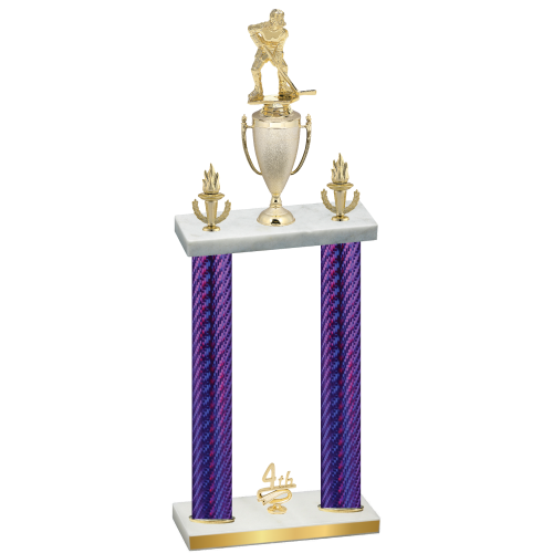 Double Purple Carbon Fiber Fourth Place Hockey Trophy