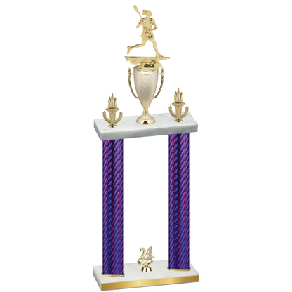 Double Purple Carbon Fiber Year Lacrosse Trophy