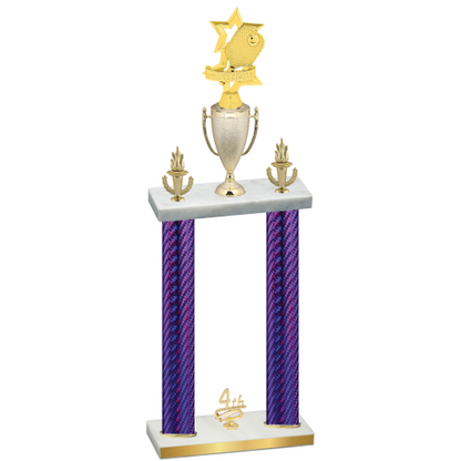 Double Purple Carbon Fiber Fourth Place Pickleball Trophy