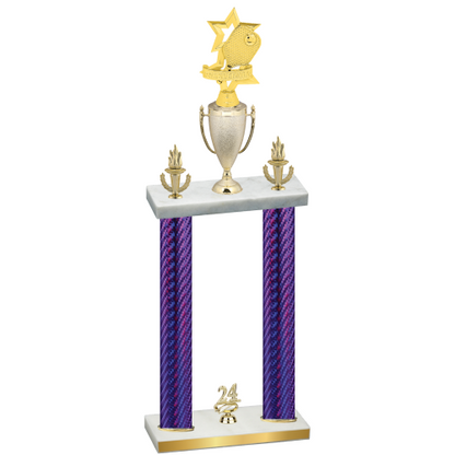 Double Purple Carbon Fiber Year Pickleball Trophy