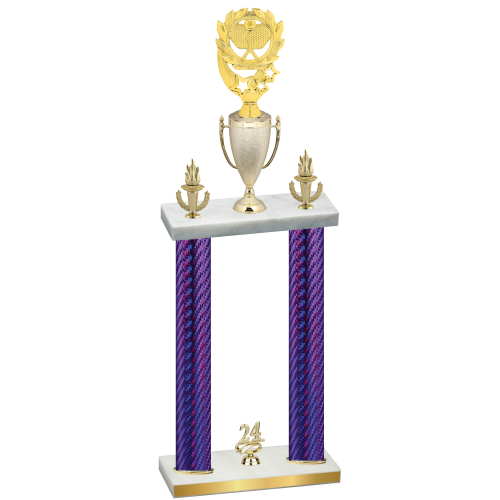 Double Purple Carbon Fiber Year Pickleball Trophy
