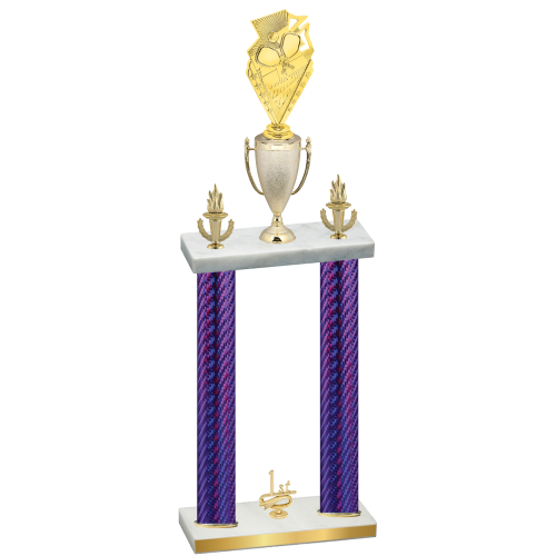 Double Purple Carbon Fiber First Place Pickleball Trophy