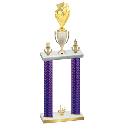 Double Purple Carbon Fiber First Place Pickleball Trophy