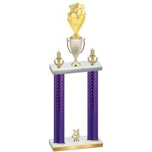 Double Purple Carbon Fiber Year Pickleball Trophy
