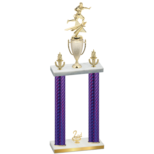 Double Purple Carbon Fiber Second Place Flag Football Trophy