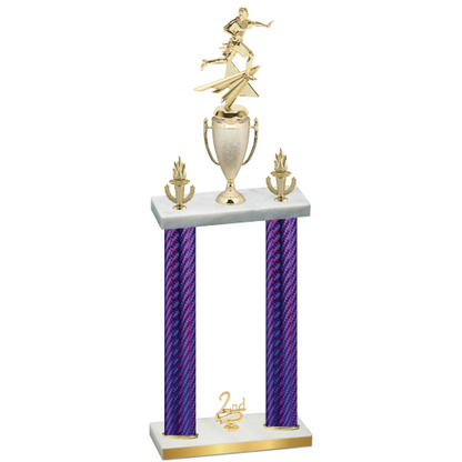 Double Purple Carbon Fiber Second Place Flag Football Trophy