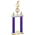 Double Purple Carbon Fiber Fourth Place Flag Football Trophy