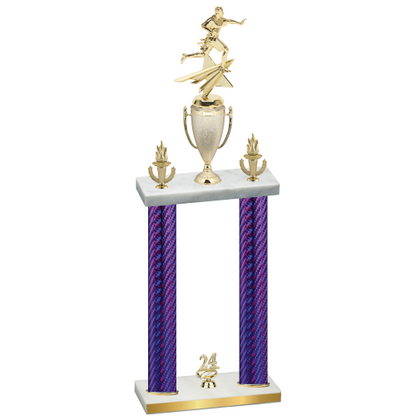 Double Purple Carbon Fiber Year Flag Football Trophy