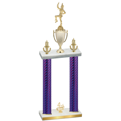 Double Purple Carbon Fiber Fourth Place Majorette Trophy
