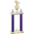 Double Purple Carbon Fiber Third Place Fishing Trophy