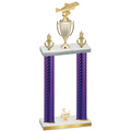 Double Purple Carbon Fiber Third Place Fishing Trophy