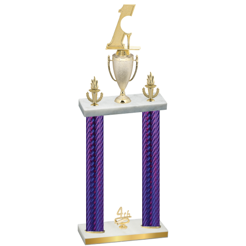 Double Purple Carbon Fiber Fourth Place Golf Trophy