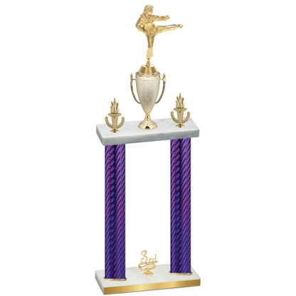 Double Purple Carbon Fiber Third Place Karate Trophy