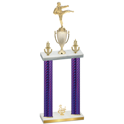 Double Purple Carbon Fiber Third Place Karate Trophy
