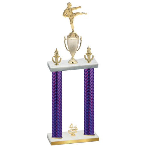 Double Purple Carbon Fiber Fourth Place Karate Trophy