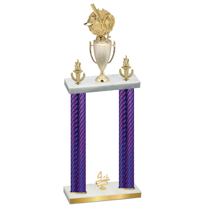 Double Purple Carbon Fiber Fourth Place Baseball Trophy