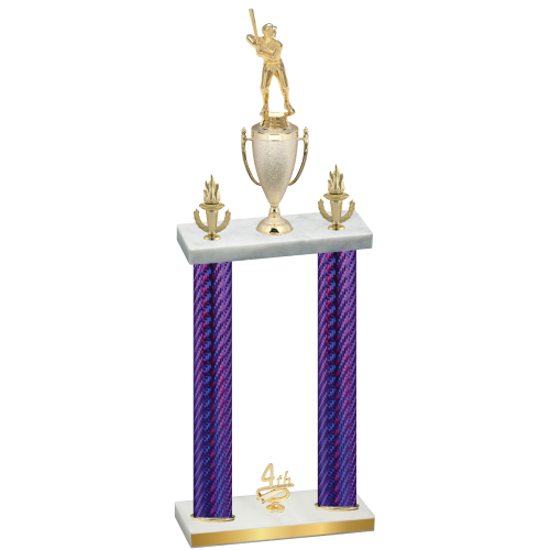 Double Purple Carbon Fiber Fourth Place Baseball Trophy