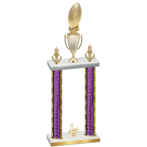 Double Purple Glacier Third Place Football Trophy