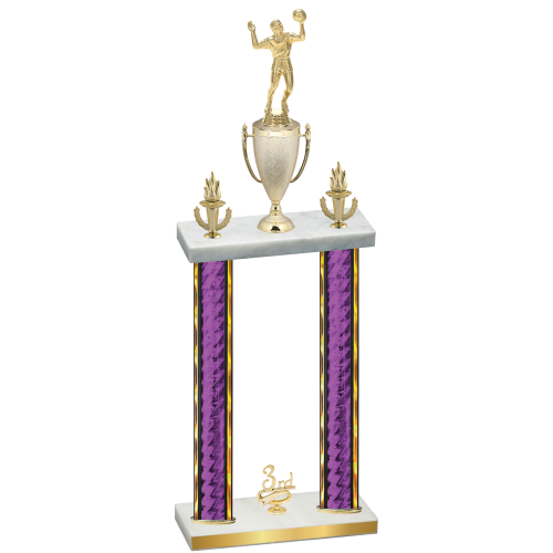 Double Purple Glacier Third Place Volleyball Trophy