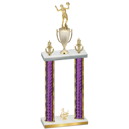 Double Purple Glacier Third Place Volleyball Trophy