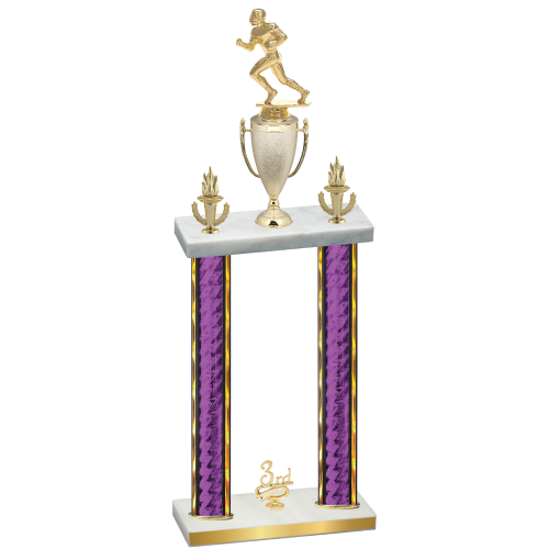 Double Purple Glacier Third Place Football Trophy