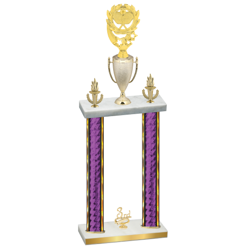 Double Purple Glacier Third Place Pickleball Trophy