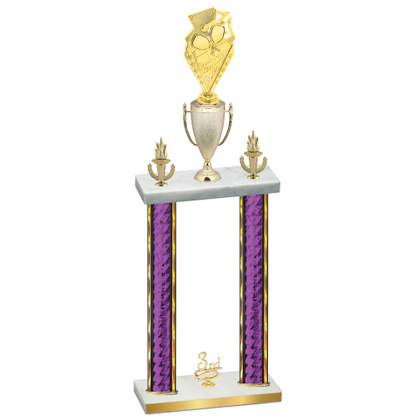 Double Purple Glacier Third Place Pickleball Trophy
