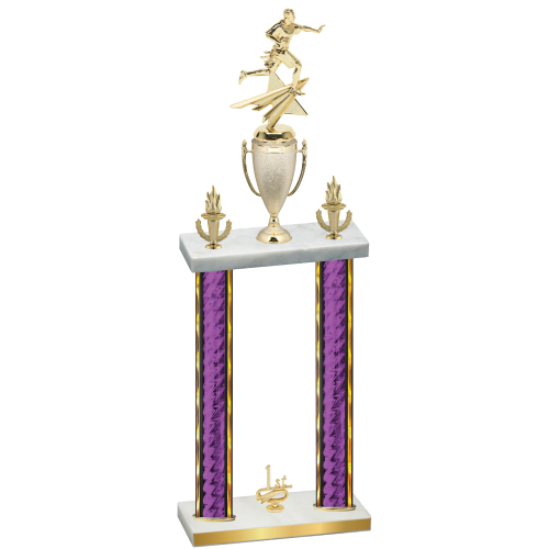 Double Purple Glacier First Place Flag Football Trophy
