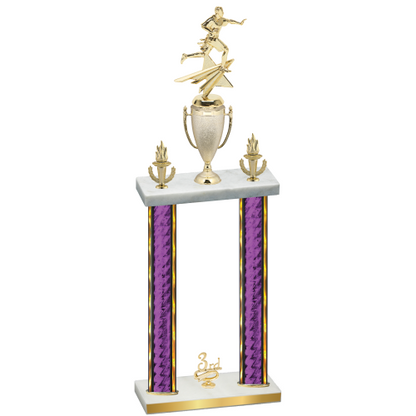 Double Purple Glacier Third Place Flag Football Trophy