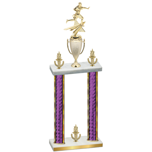 Double Purple Glacier Victory Flag Football Trophy