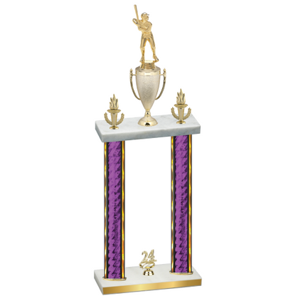 Double Purple Glacier Year Baseball Trophy