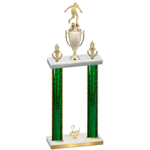 Double Green Glacier Second Place Soccer Trophy