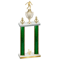 Double Green Glacier Third Place Soccer Trophy